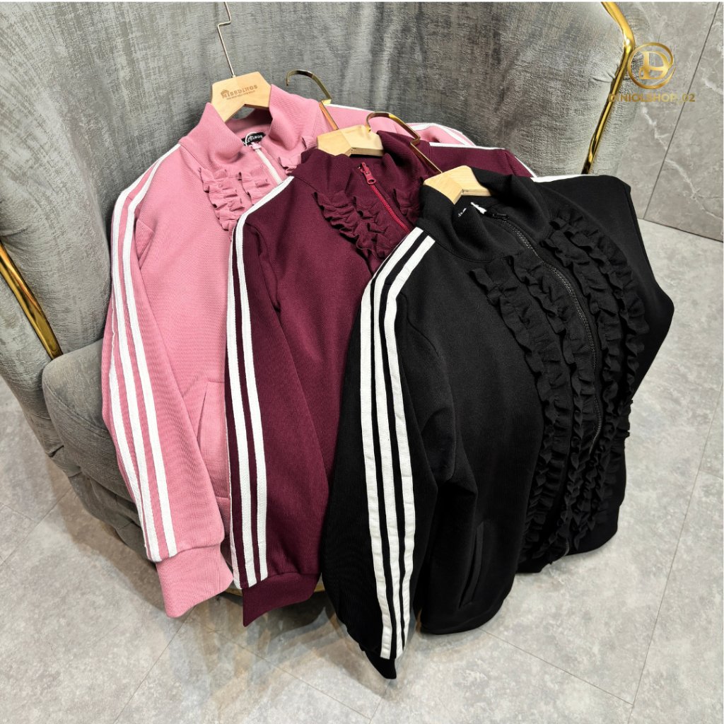 DiniOlshop_02 - Zefanya Setelan Wanita Sporty Jaket Zipper & Celana / One Set Casual Lis Stripe Leng