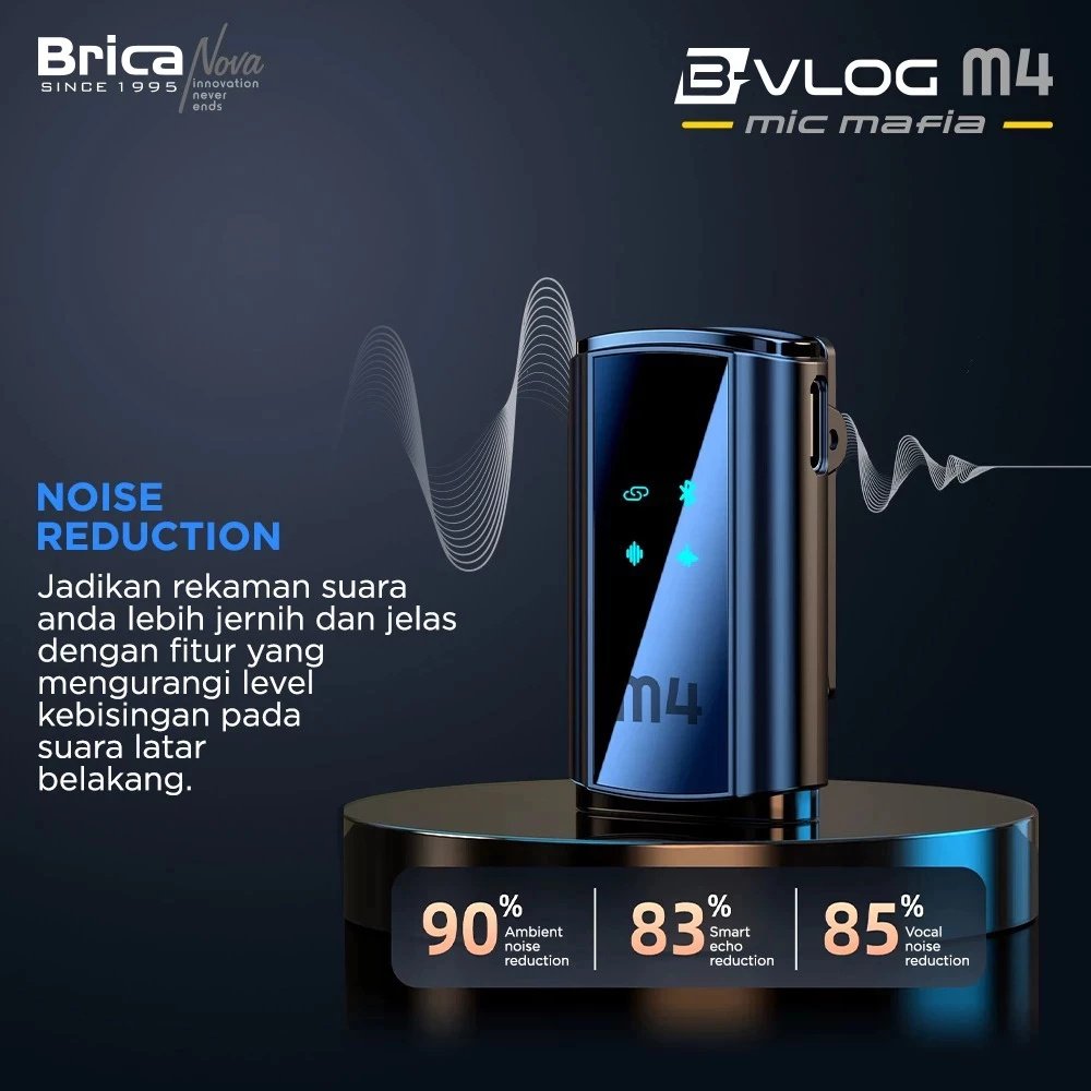 Brica B-VLOG M4 Dual Wireless Microphone - Clip On Mic Vlog - With Charging Case BVLOG Mic Wireless