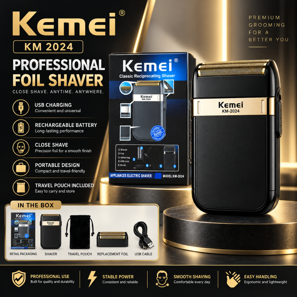 KEMEI KM-2024 SHAVER WATERPROOF ALAT MESIN CUKUR JENGGOT KEMEI KM 2024