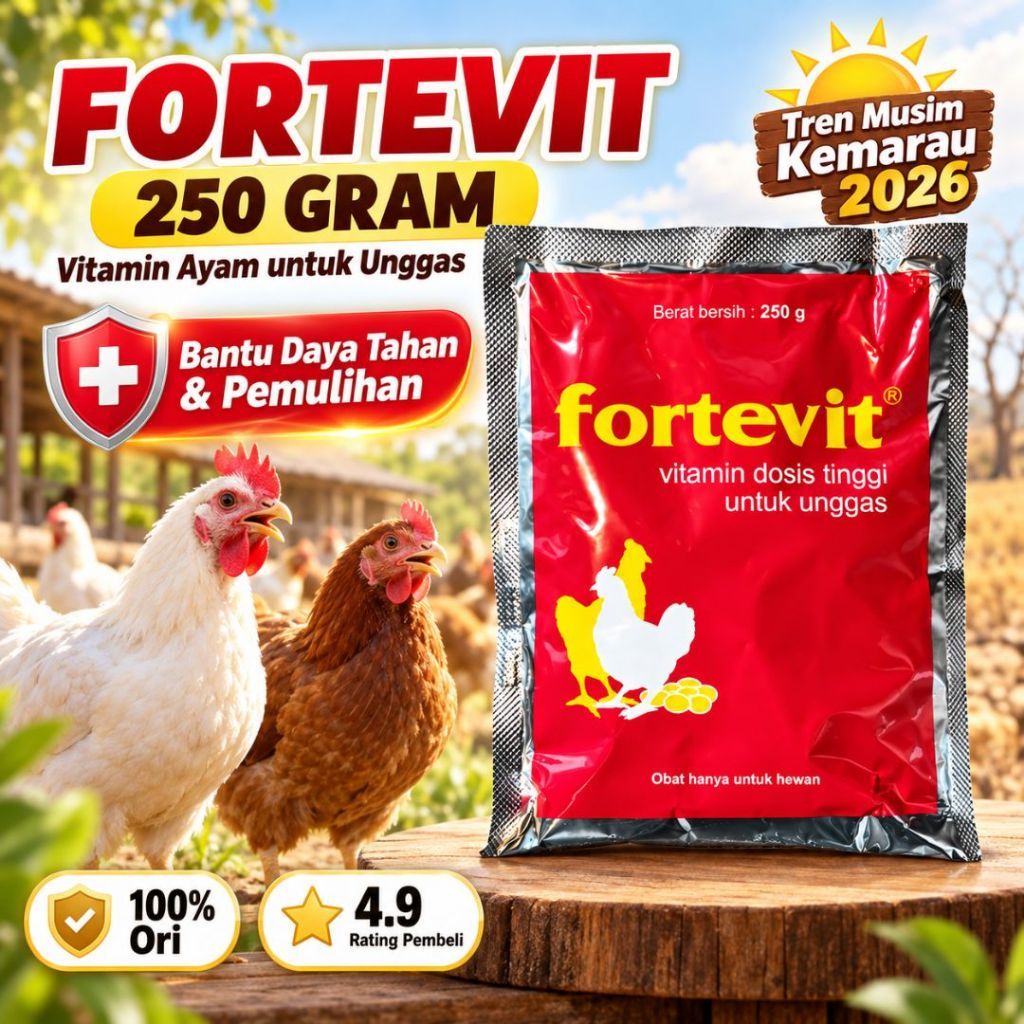Vitamin Ayam Fortevit 250 Gram Fortevit Vitamin Dosis Tinggi untuk Ayam | Bantu Pertumbuhan & Efisie