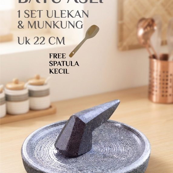 COBEK BATU ASLI/ULEKAN BATU/PENGGILING CABE ASLI TANPA CAMPURAN SEMEN