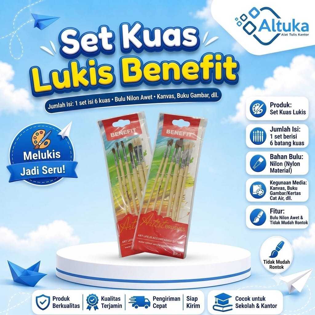 BENEFIT Set Kuas Lukis / Set Kuas / Alat Lukis Satu Set Kuas Murah
