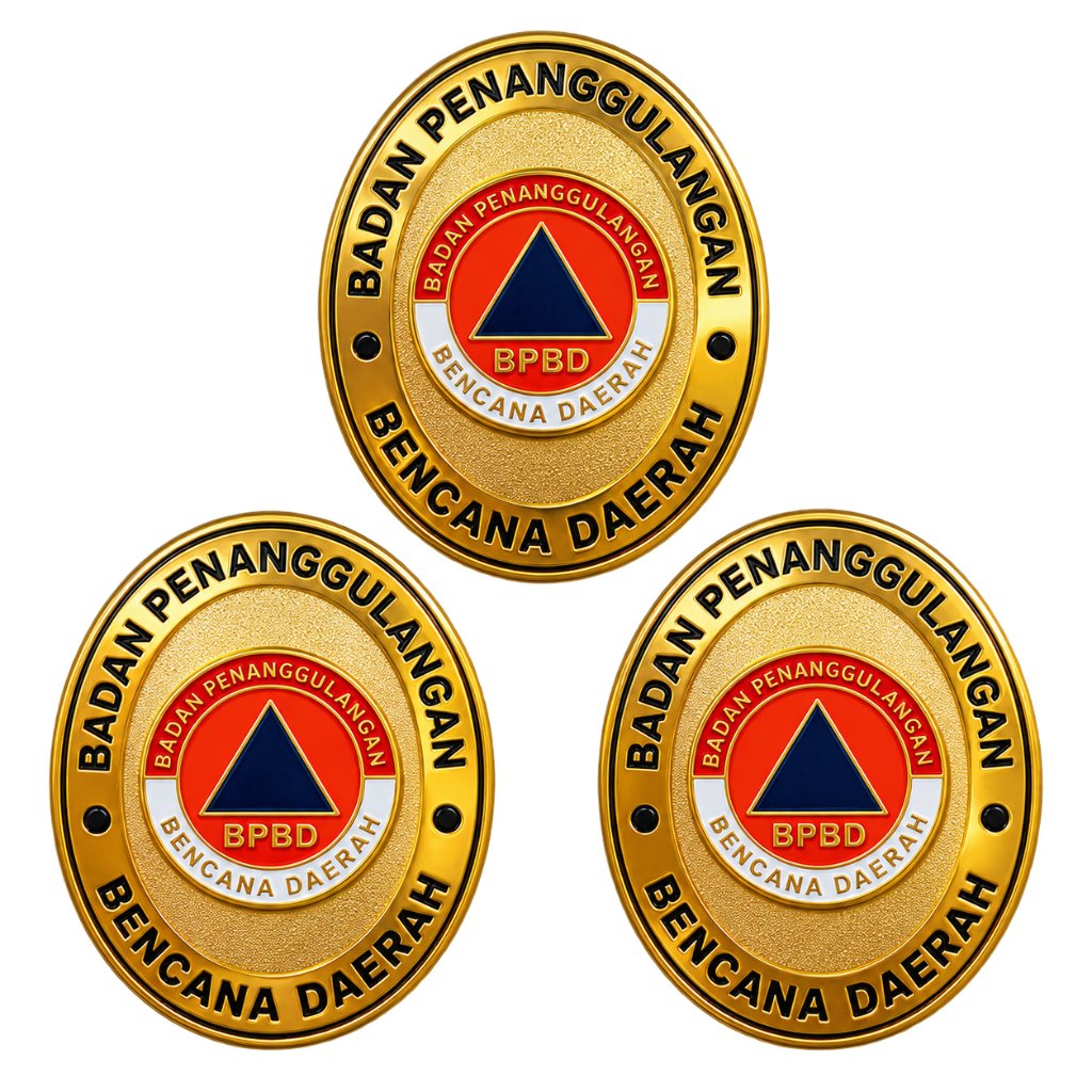 Pin Kuningan BPBD Badan Penanggulangan Bencana Daerah Magnet Premium Atribut Seragam Badge Logo 4cm 