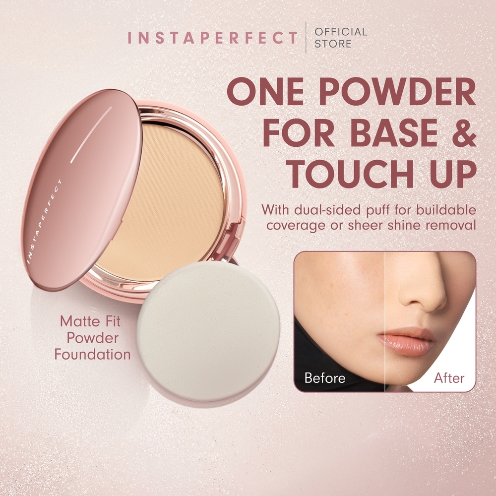 Instaperfect Matte Fit Powder Foundation 13 g - Bedak (Real Skin Cover Setter, Smooth Matte Finish, SPF 20 PA+++)