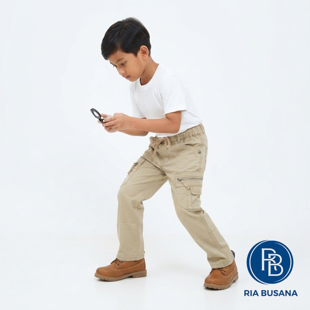 Ria Busana - Bombi - Celana Panjang Kasual Anak Pria Panjang Loose Tactical Art. 0563007310-311-312