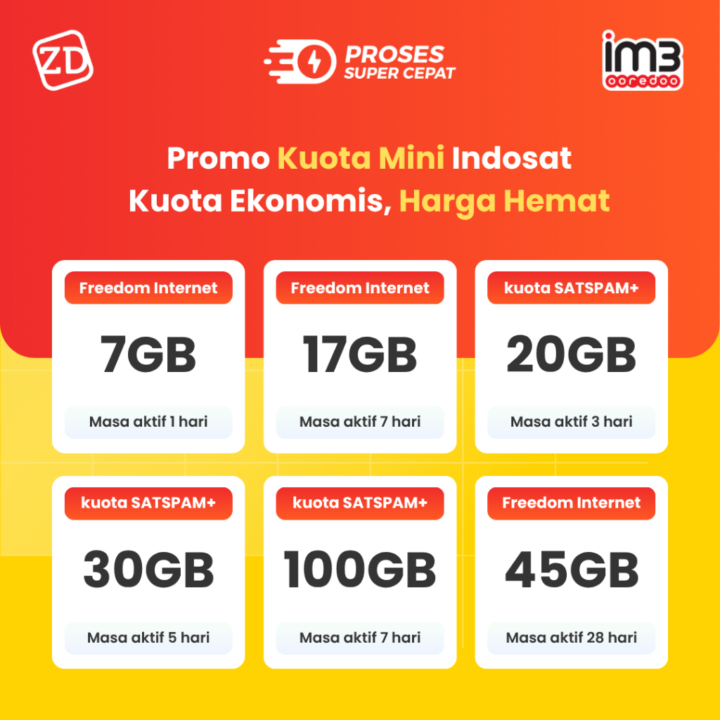 Paket Data Ekonomis Indosat/IM3 Freedom Internet, Freedom Combo, Freedom U, SATSPAM Terlengkap