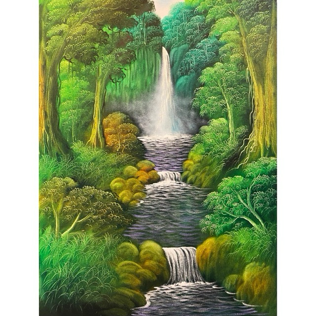 Lukisan Air Terjun, Lukisan asli, lukisan Canvas, Lukisan Bali
