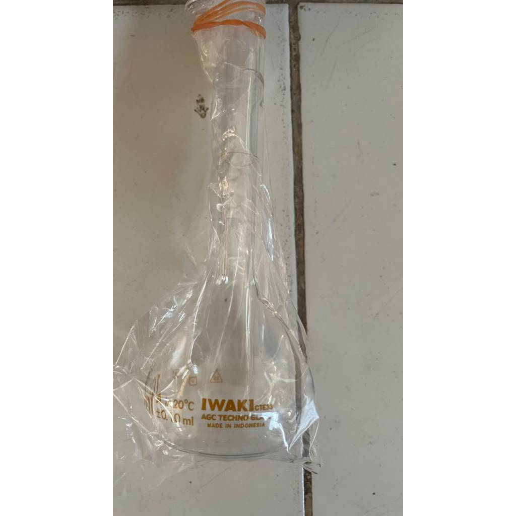 Labu Ukur 100 ML Pyrex Iwaki Dengan Tutup Kaca Borosilicate