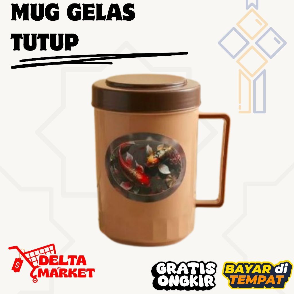 MUG GELAS TUTUP CHOCO /Gelas Plastik Jumbo Mug+Tutup / Cangkir Plastik gagang tutup/ MUG SINCHAN CAP