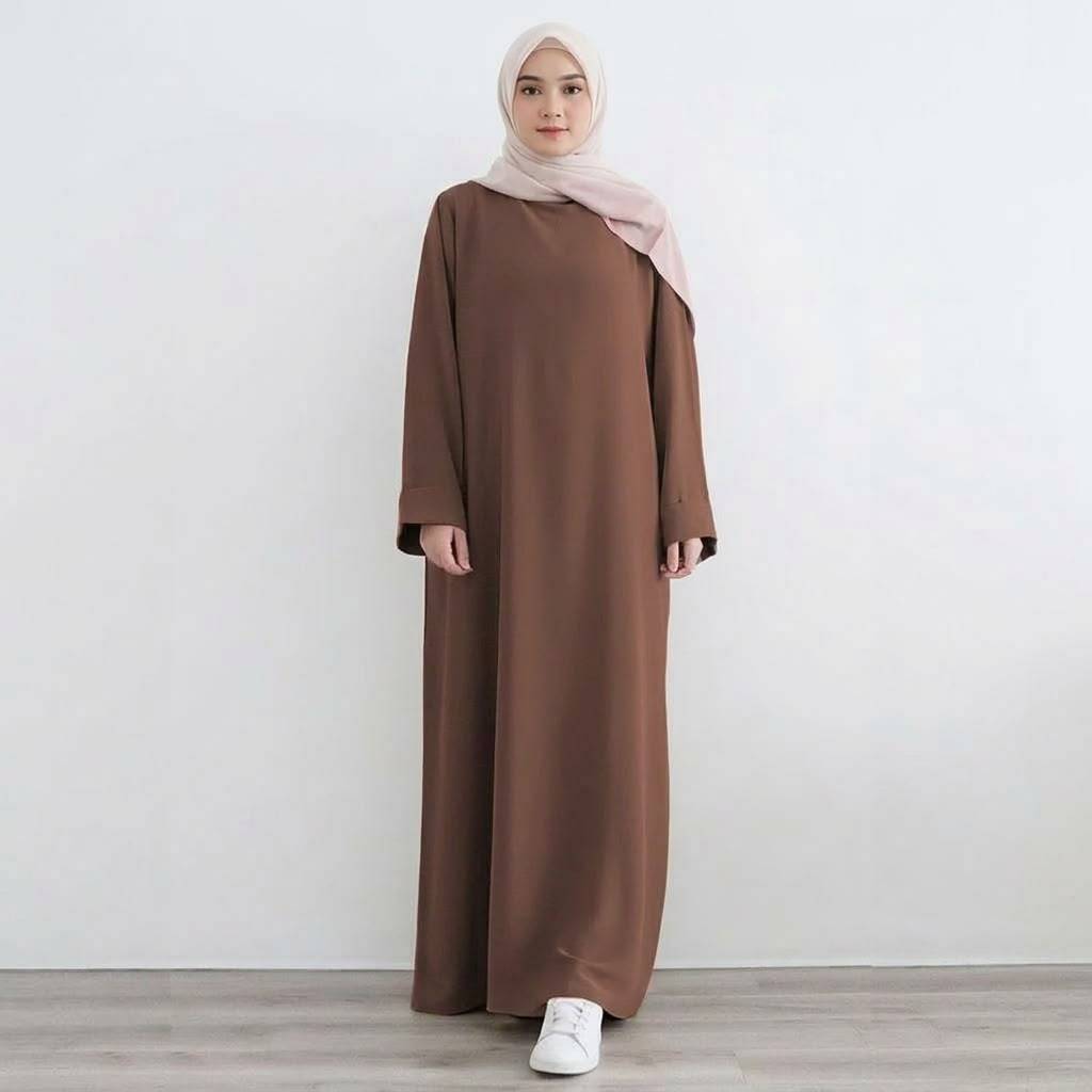Naraya Gamis Polos Dewasa Bahan Wolfis Premium Dress Muslimah Abaya Longgar Syari
