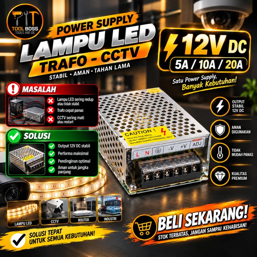 POWER SUPPLY LAMPU LED - TRAFO - CCTV
