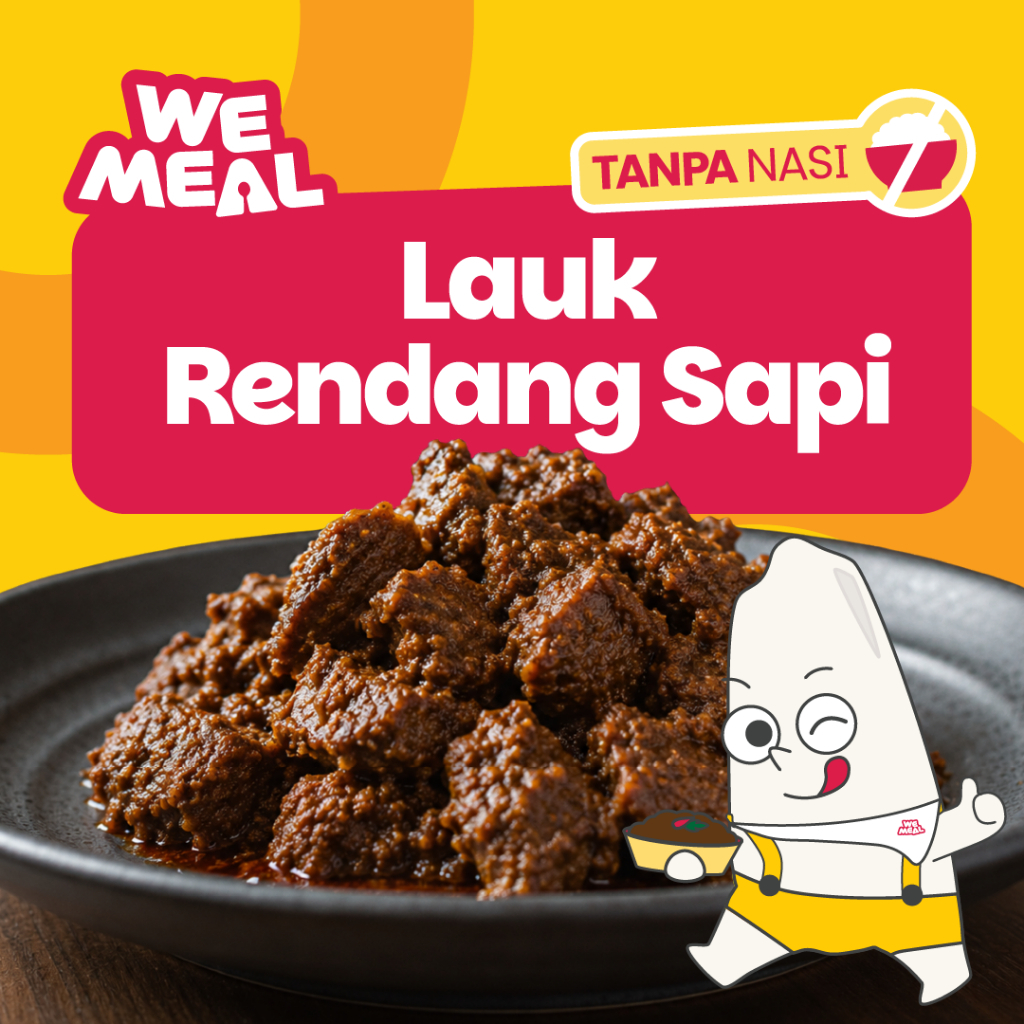 WEMEAL LAUK RENDANG SAPI 100gr I TANPA NASI | Khas Minang & Daging Empuk I Tanpa Bahan Pengawet I Pe
