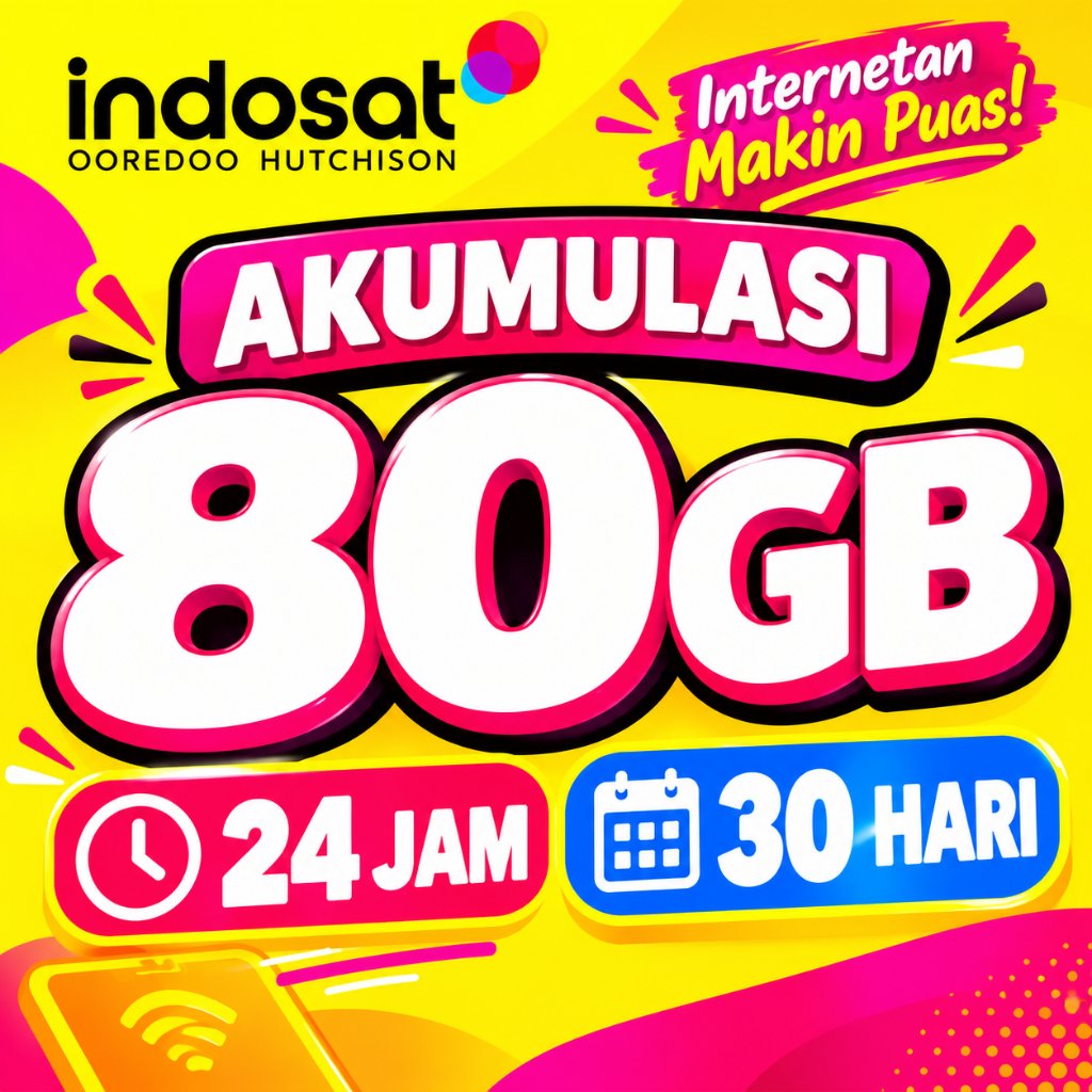 Kuota Indosat Akumulasi 80GB 24 Jam 30 Hari | Paket Data IM3 Internet Murah Nasional | rollover