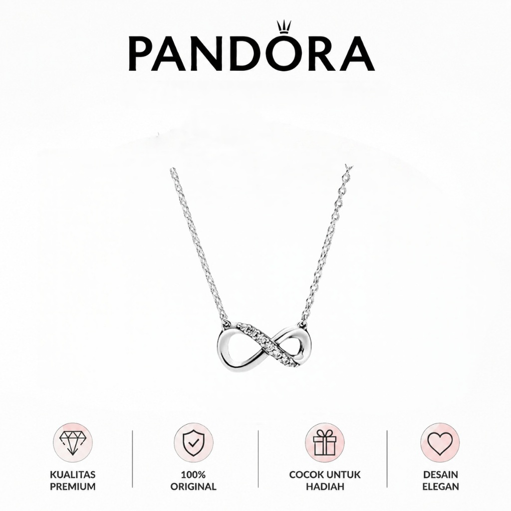 Kalung Perak Model Simbol Infinity Hiasan Kristal Cocok Pakai Sehari Hari