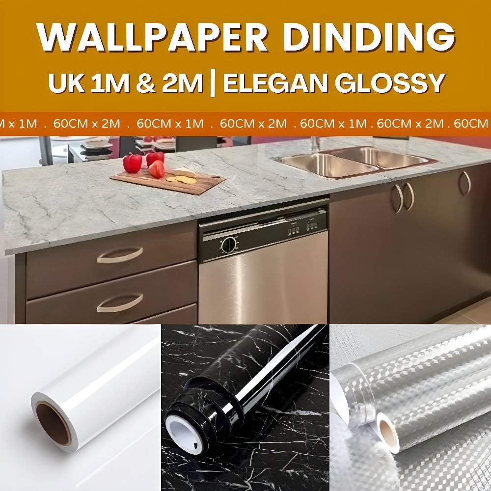 Wall Stiker Wallpaper Dinding Motip Marmer Meja Makan Wolpaper Mamer Black Gold Glowing Elegan