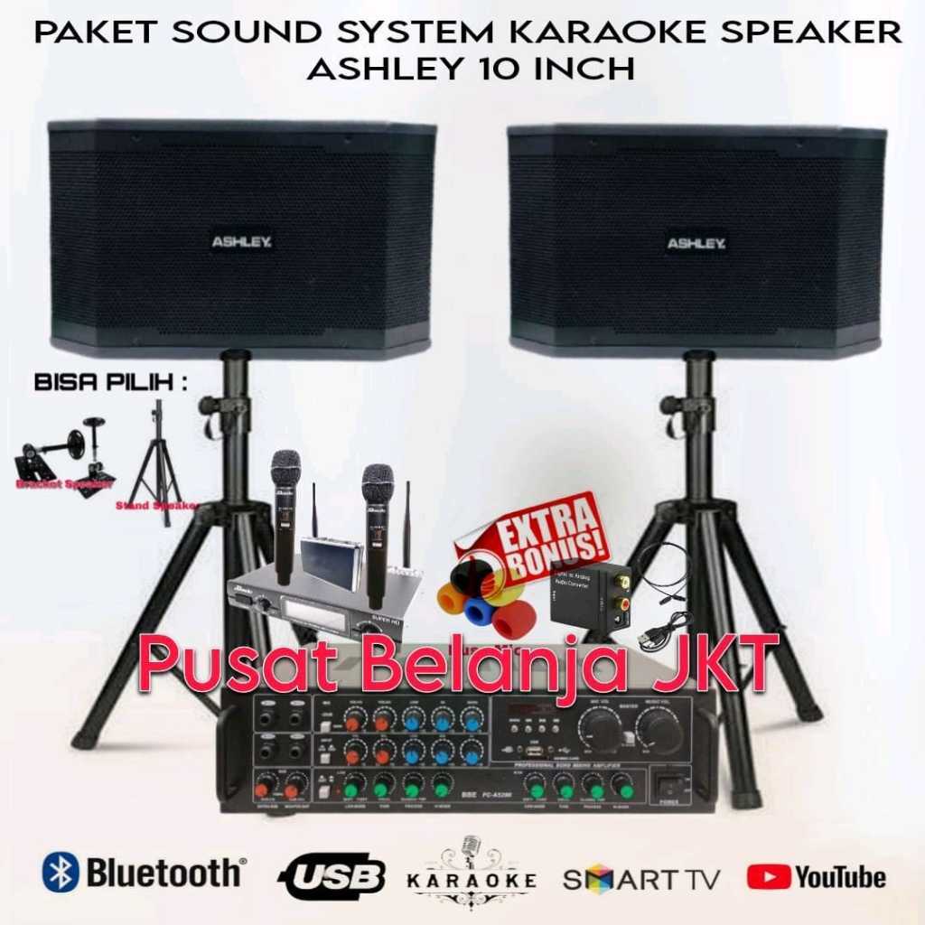 Paket Karaoke Sound Speaker Ashley 10 Inch Amplifier BBE Usb Bluetooth Murah Berkualitas Garansi Ori