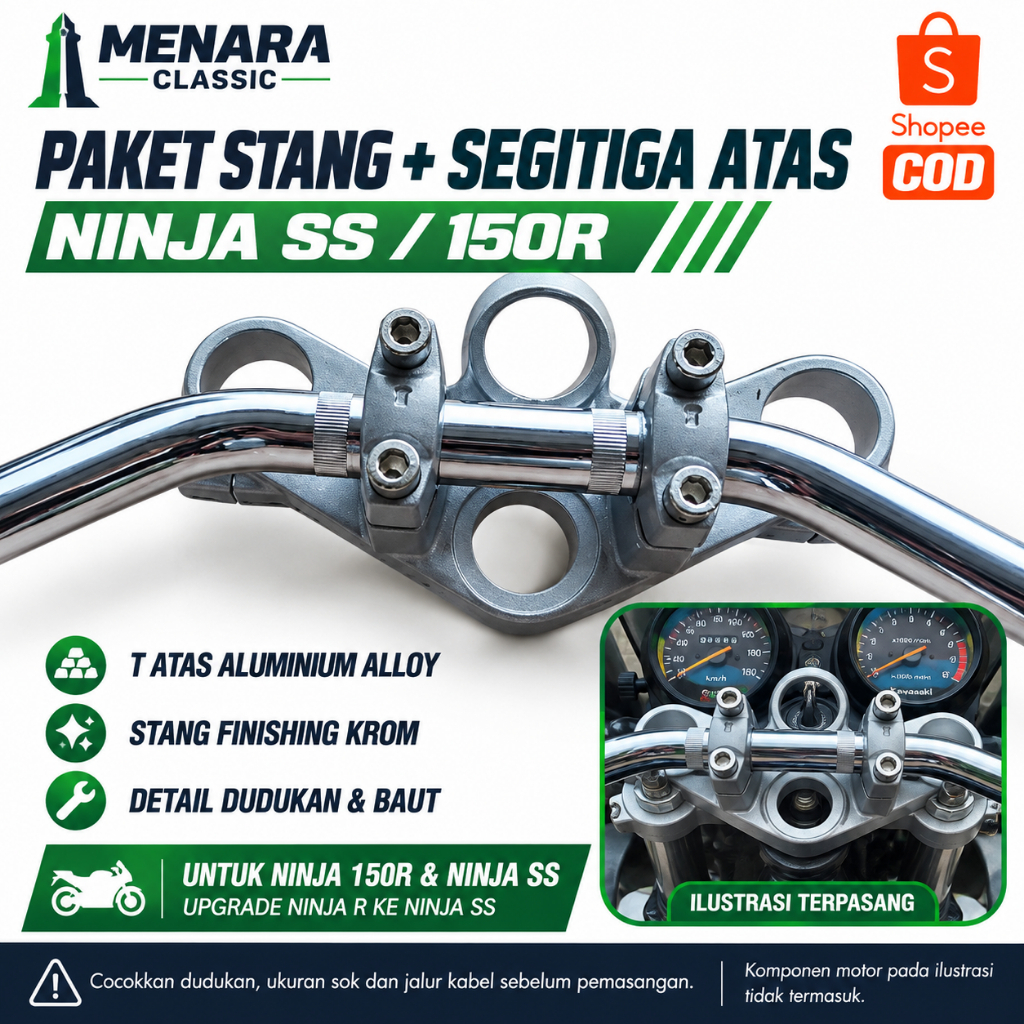 COD PAKET STANG SET SEGITIGA ATAS NINJA SS 150R KWSK T NINJA SS SET STANG NINJA ORIGINAL