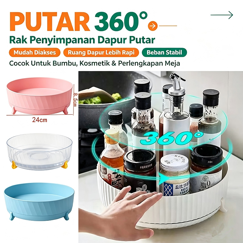 Rak Kosmetik 24cm putar 360 derajat aesthetic tempat make up aesthetic tray aesthetic