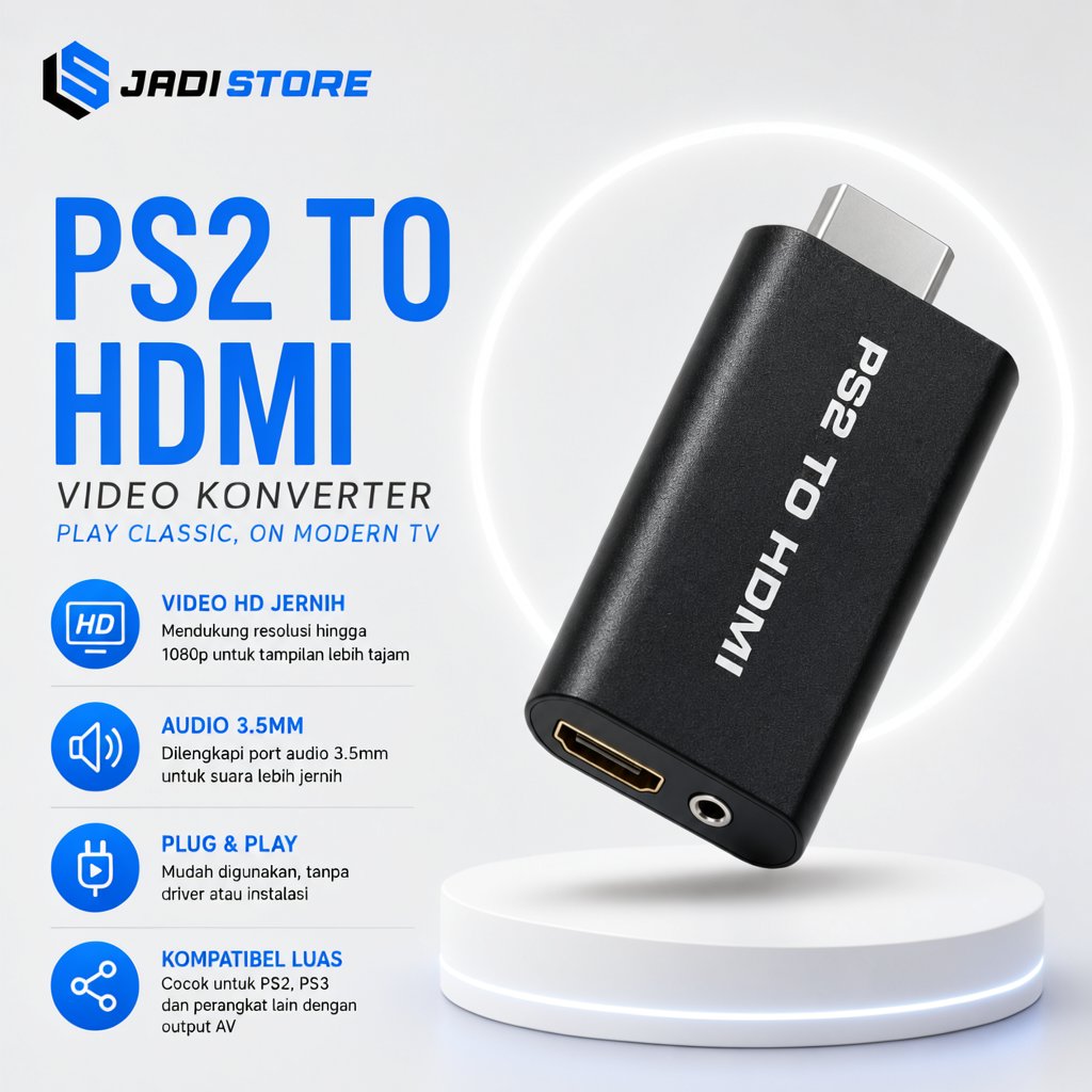 Video Konverter PS2 ke HDMI HDTV dengan 3.5mm Port - G300 PS2 to HDMI Converter Adapter Konverter PS