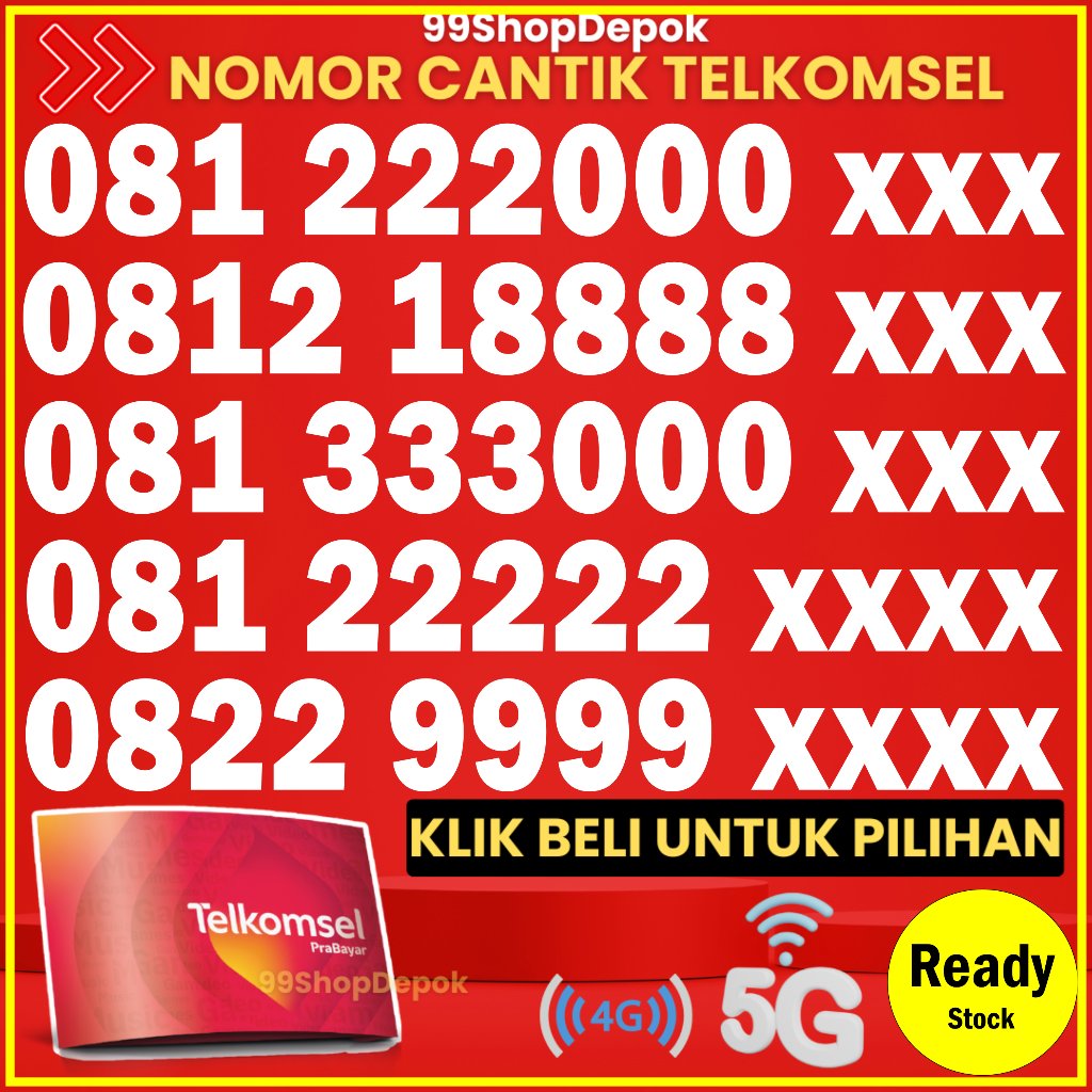 Kartu Perdana Nomor Cantik Telkomsel Simpati KODE 65.2 cpy - Nomer Cantik Telkomsel 8888 - No Cantik
