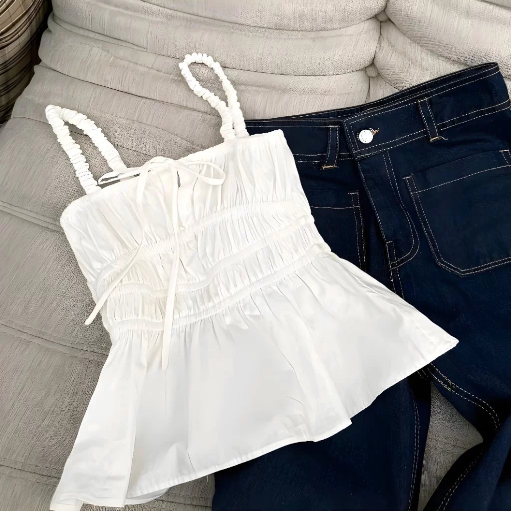 LING - EMI Ruffle Tanktop / Ruffle Camisol / Smocked Peplum
