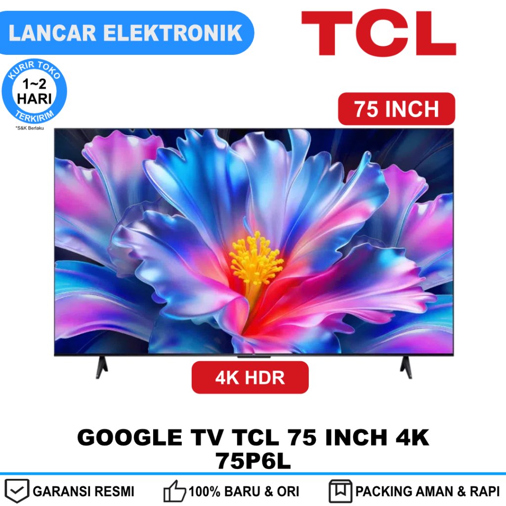 Smart TV 75 Inch TCL 4K UHD Google TV 2026 75P6L