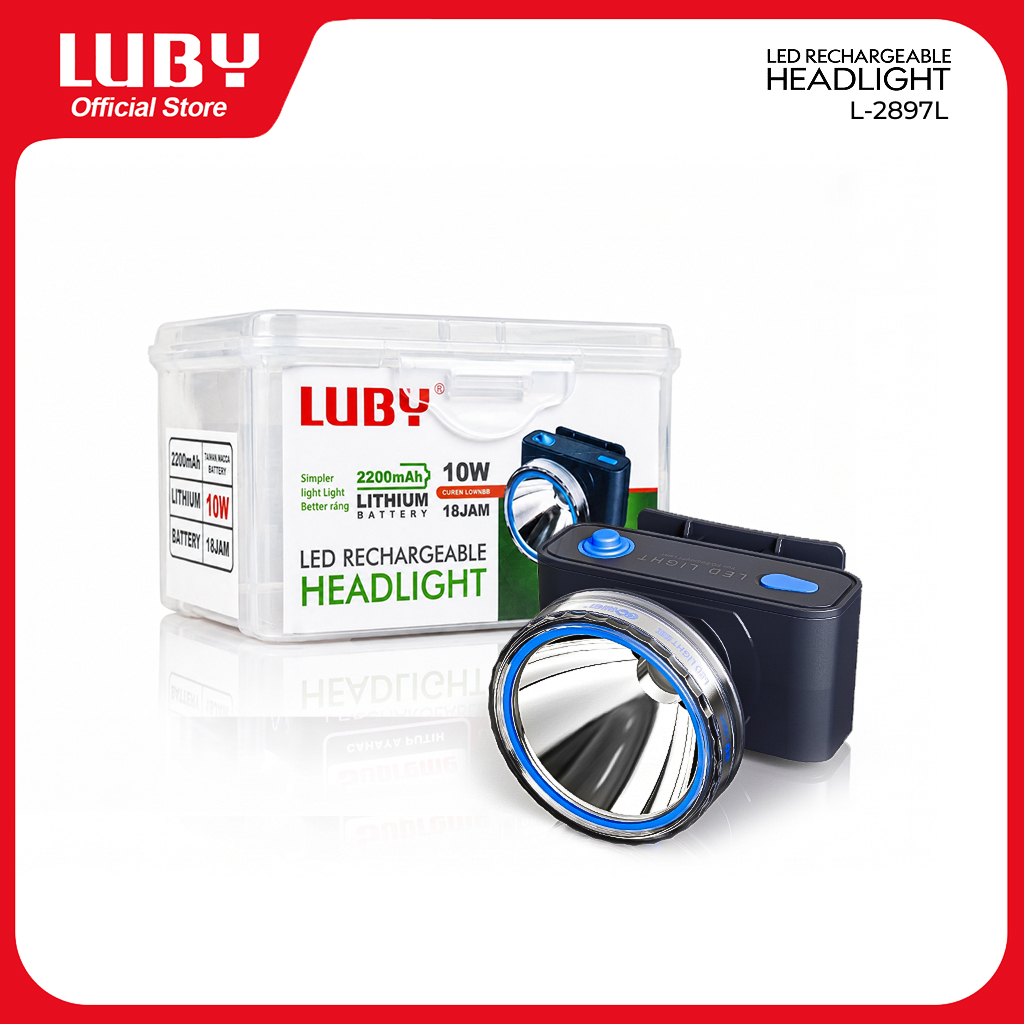 LUBY Headlamp Senter Kepala 10 Watt Rechargeable L 2897