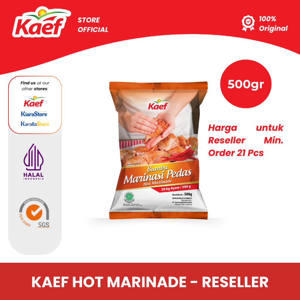 Bumbu Marinasi Fried Chicken | Hot Marinade KAEF  | Bumbu Marinasi Pedas | 500 gram | Kaef Hot Marin