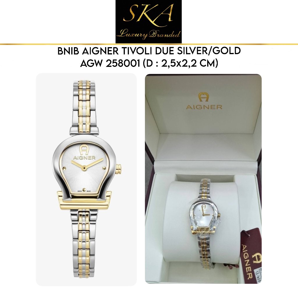 WATCH AUTHENTIC AIGNER TIVOLI DUE SILVER/GOLD AGW 258001
