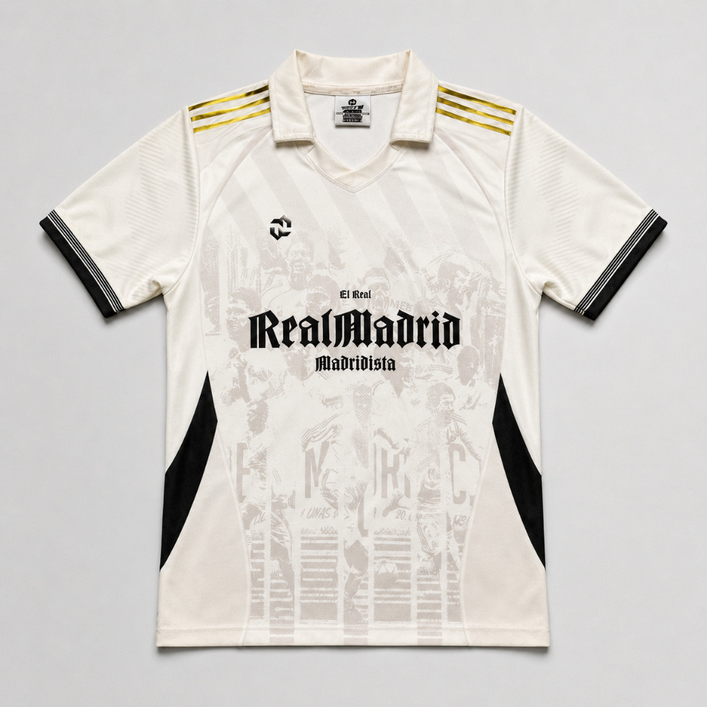 Jersey Fantasy Madridista Los Blancos Hala Madr1d Hitam&Putih - Logo 3D Glow In The Dark - Premium Q