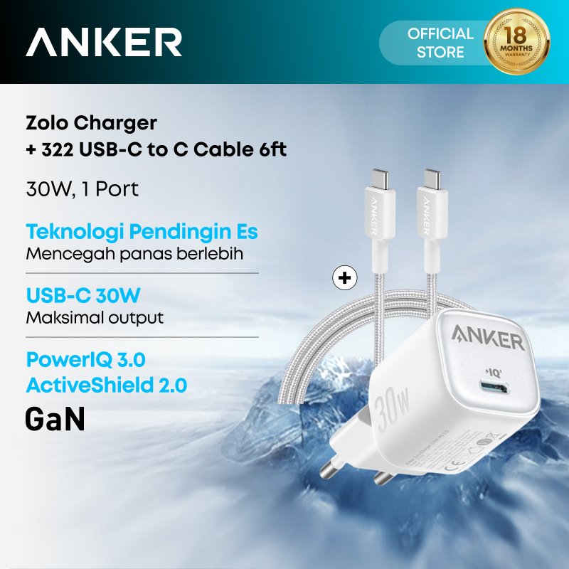 Anker Adaptor Wall Charger GaN Ice-cooled bundle Kabel cable USB Type C for iPhone 17 16 15 Series 4