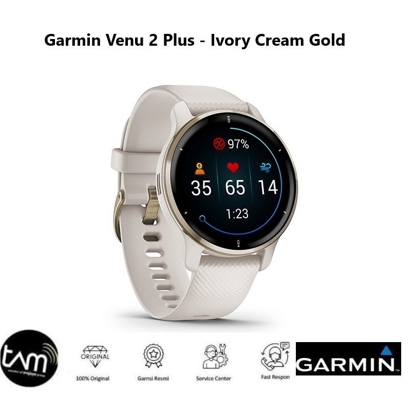 Garmin Venu 2 Plus - Ivory Cream Gold - Garmin Venu 2 Plus GARANSI RESMI
