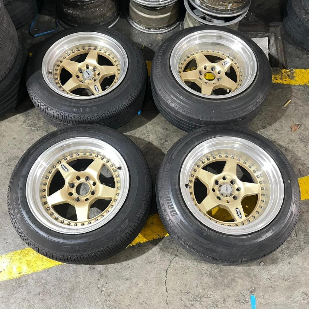 Velg mobil bekas BBS LM R17 5x114 silver polish + ban 215/40 r17 tebal