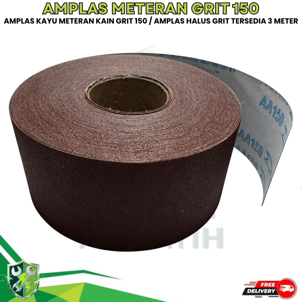 Amplas Meteran Kain Grit 150 Halus 3 METER / Amplas Eceran Per 3 Meter Halus Tebal Grit 150 Tahan La