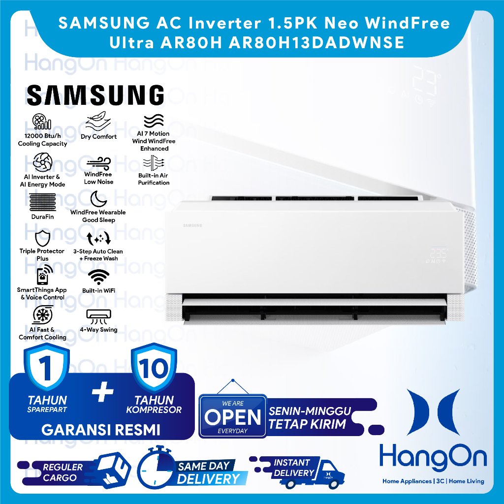 SAMSUNG AR80H Neo WindFree Ultra AC Inverter 1.5PK AR80H13DADWNSE / AR80H13DADWXSE AI 7 Motion Wind 