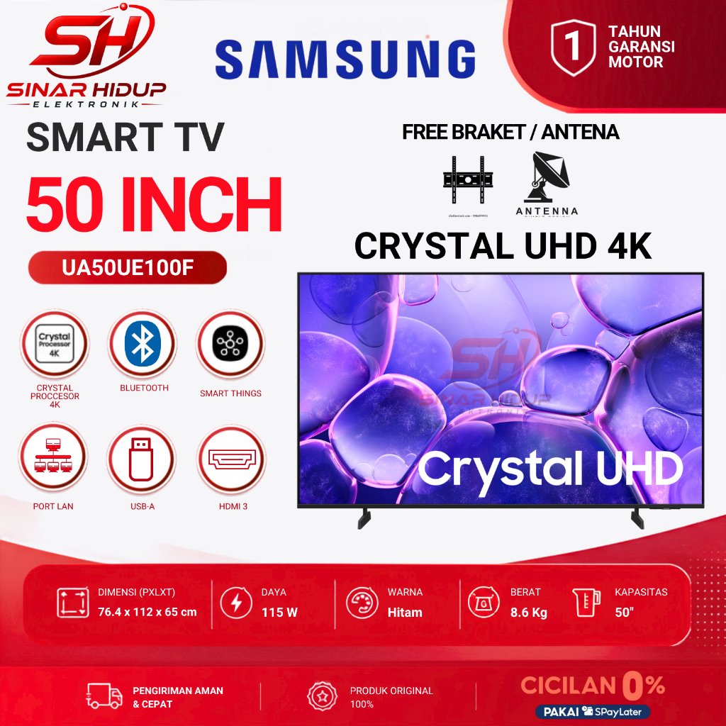 SAMSUNG - SMART TV 50 INCH CRYSTAL UHD 4K UE100F | 50 Inch Crystal UHD UE100F 4K Smart TV