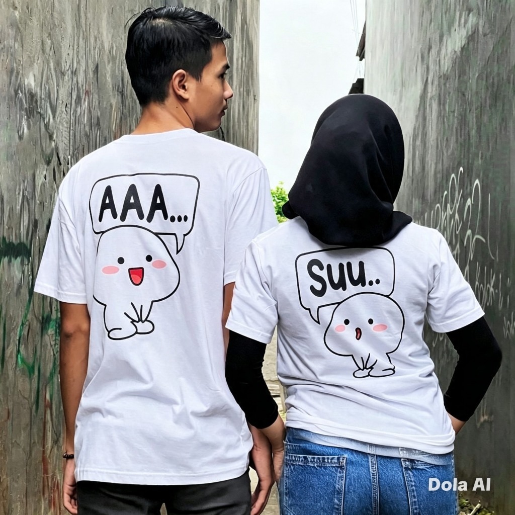 Kaos Couple Aaa Suu Desain Pentol 20s Cotton Combed Unisex Baju Pria Wanita Couple Graphic Tee