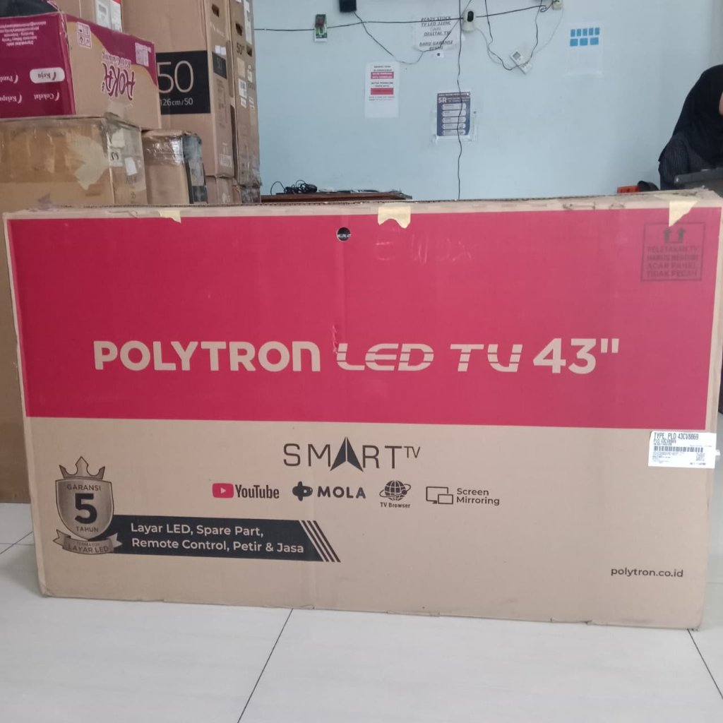POLYTRON SMART TV LED 43 INC BISA YOUTUBE MASIH SEGEL ORI SIAP PAKAI TANPA STB (306L)