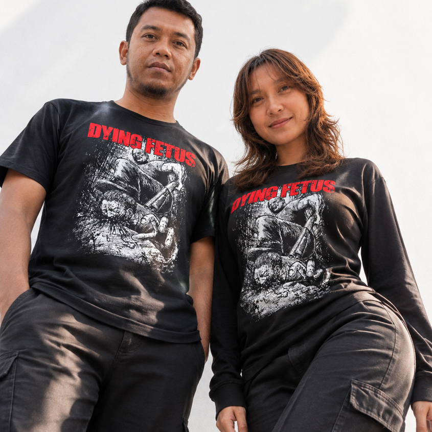 Kaos Dying Fetus Tshirt Bahan 100% Cotton | Kombed 30s | Sablon DTF | Tangan Pendek & Tangan Panjang