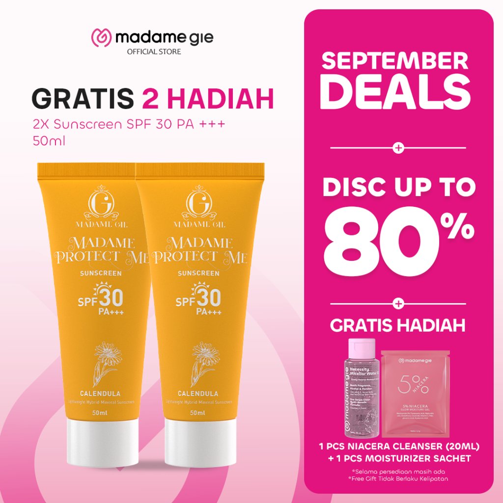 [GRATIS 2 HADIAH] [COMING BACK] 2X Madame Gie Madame Protect Me Sunscreen SPF 30 PA +++ 50ml With Ca