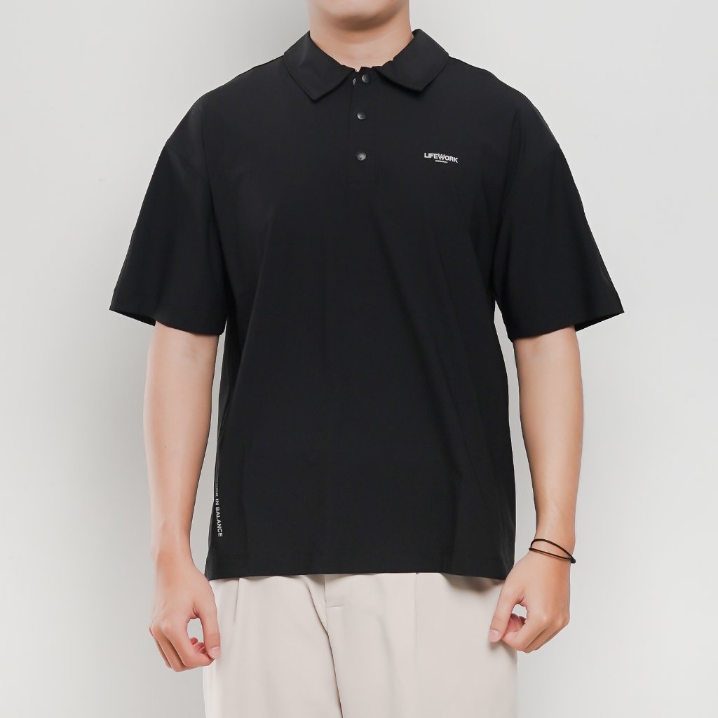 Polo LIFE WORK TEXT POCKET BLACK POLO 100% ORIGINAL