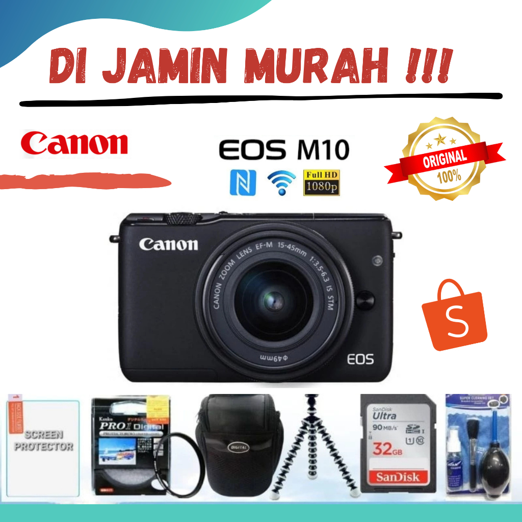 KAMERA CANON EOS M10 WIFI + LENSA 15-45MM IS STM PRODUK ORIGINAL BERGARANSI