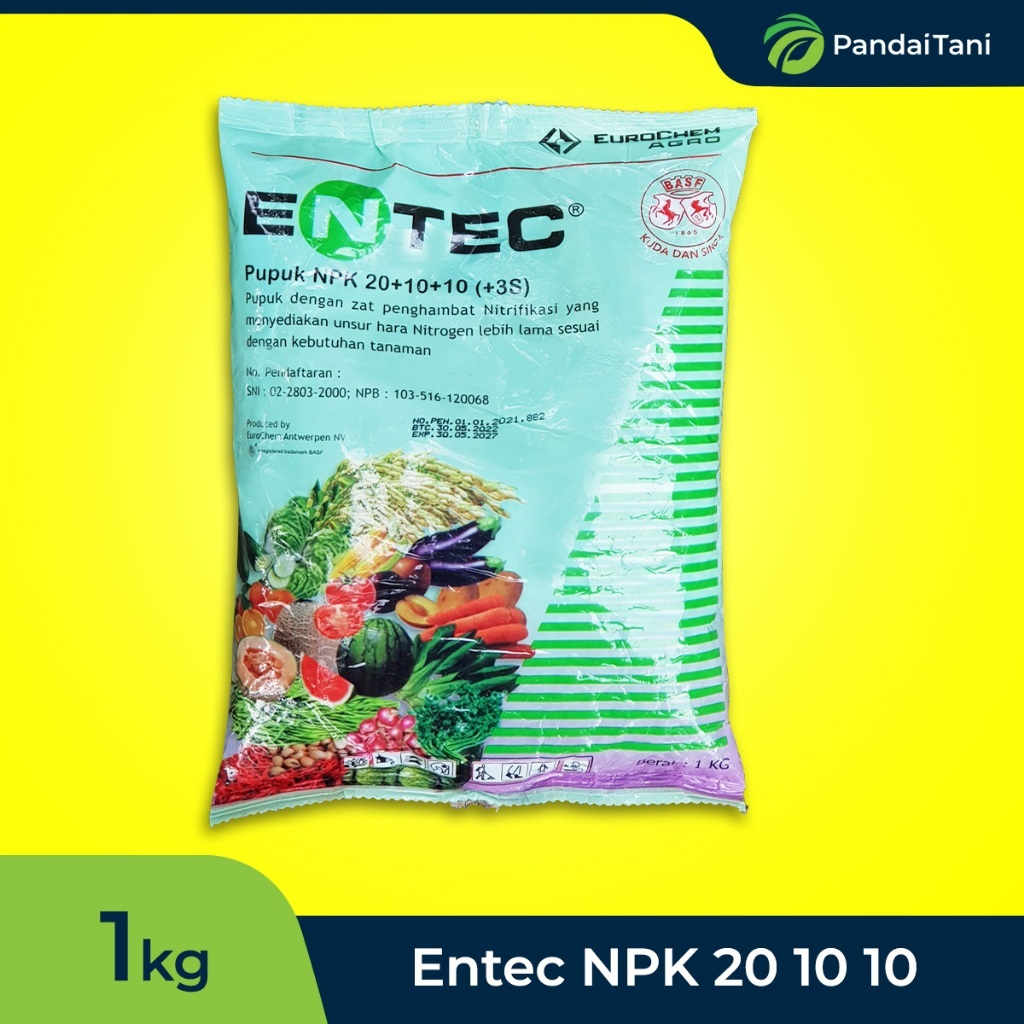 PUPUK ENTEC NPK 20 10 10 BERAT 1 KG KEMASAN PABRIK
