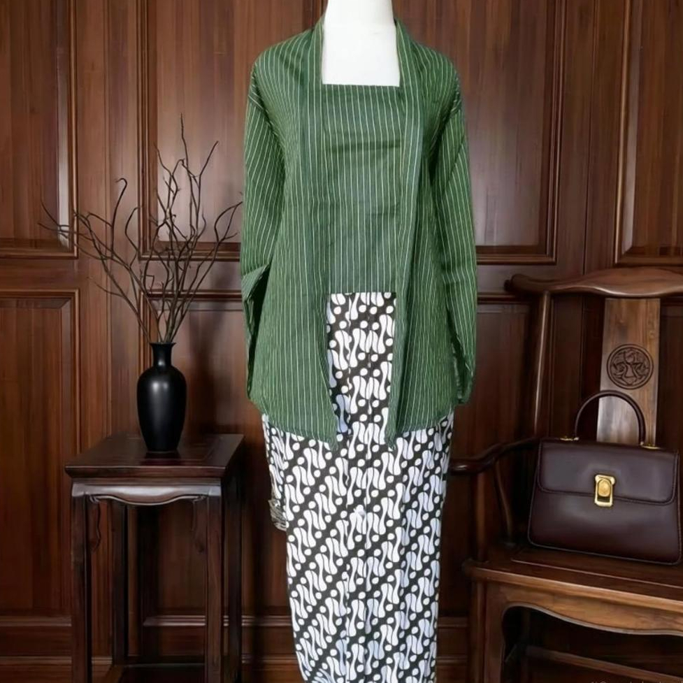 Set Baju Lurik Wanita Dewasa Adat Jawa/Set Pakaian Tradisional Perempuan Jawa/Kebaya Lurik Wanita