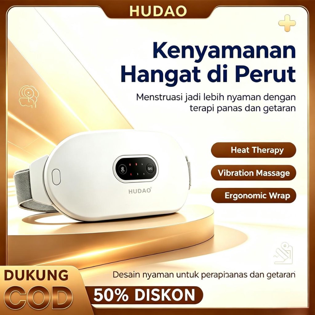 HUDAO Pita Panas Perut dengan Pijat Getar Terapi Panas Sarung Ergonomis untuk Wanita