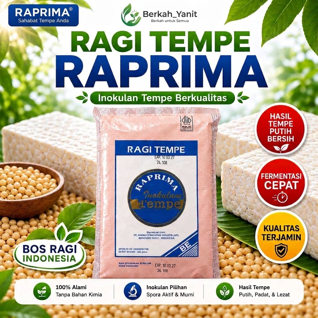 Ragi Tempe Raprima 500 Gram Starter Tempe Berkualitas Ragi Tempe Kedelai