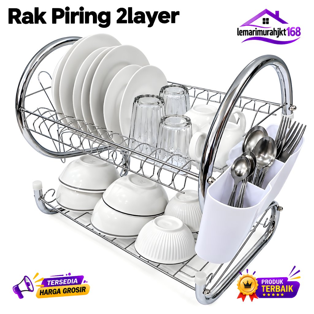 Rak Piring Stainless Minimalis Susun Tingkat Rak Piring Serbaguna Rak Piring Mini Berkualitas
