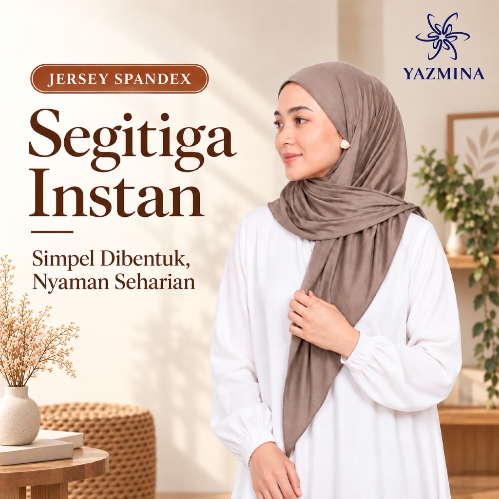 Yazmina Hijab Segitiga Instan Jersey Premium Flowy Banyak Style