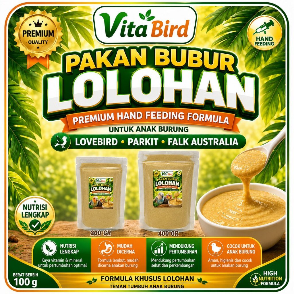 Formula Pakan Bubur Lolohan Loloh Makanan Anakan Piyik Piyek Bayi Burung Lovebird Love Bird falk fin