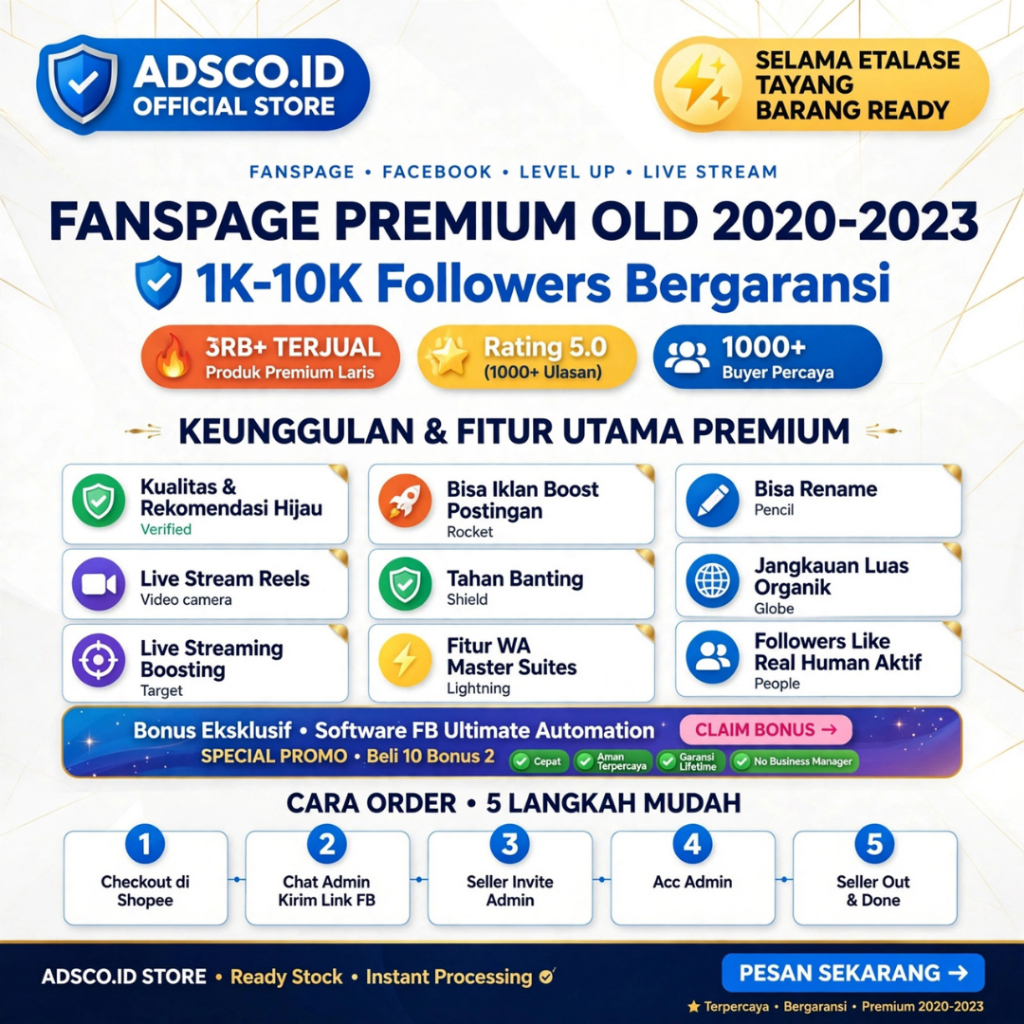 Fanspage Old WA Master 10K Like - Fitur Boost Ads & Live Stream - Bergaransi Full ADSCO